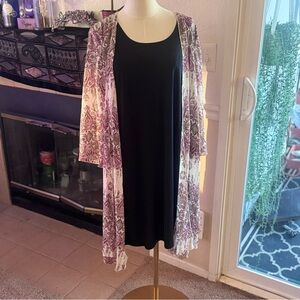 Sara Michelle Black Purple White Boho Cardigan Dress